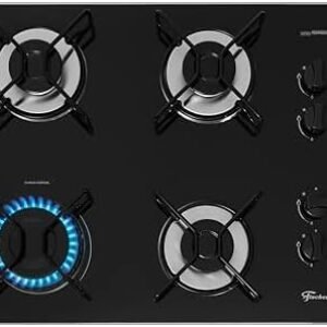 FISCHER COOKTOP À GÁS 4 BOCAS FIT LINE TREMPE ARAMADO MESA VIDRO PRETO BIVOLT 36350-102675