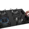 FISCHER COOKTOP À GÁS 4 BOCAS FIT LINE TREMPE ARAMADO MESA VIDRO PRETO BIVOLT 36350-102675