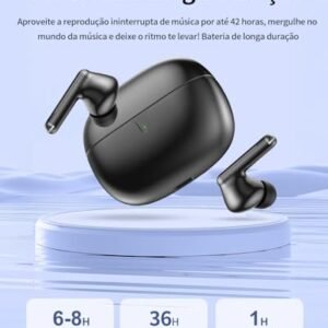 Fones de Ouvido Bluetooth 5.3 Fones de Ouvido Sem Fio 42 Horas de Reprodução Fones de Ouvido Esportivos com IPX5 à Prova d’Água Fones de Ouvido de Graves Profundos para iOS Android, Preto