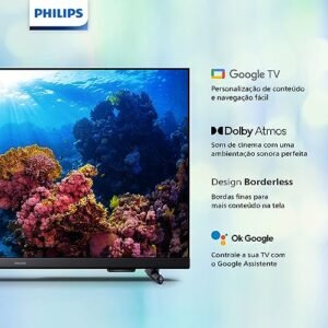 Smart TV Philips 43″ Full HD 43PFG6918/78, Google TV, Comando de Voz, HDR, 3 HDMI, Wifi 5G, Bluetooth