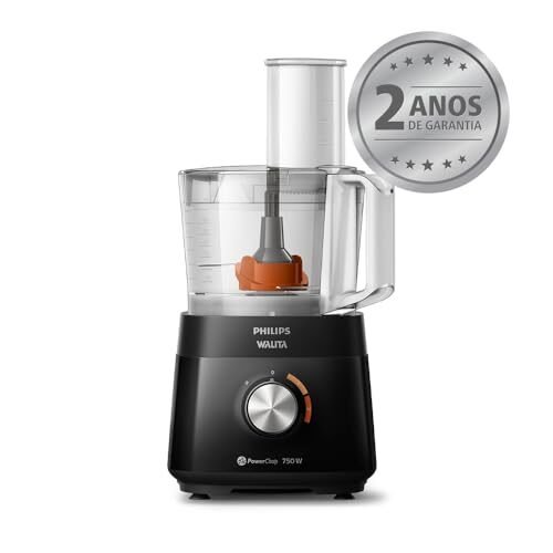 Philips Walita Preto Multiprocessador PowerChop 750, 2 velocidades, 4 acessórios, Recipiente com capacidade de 1,5 litros, 750W, 110V (RI7301/91)
