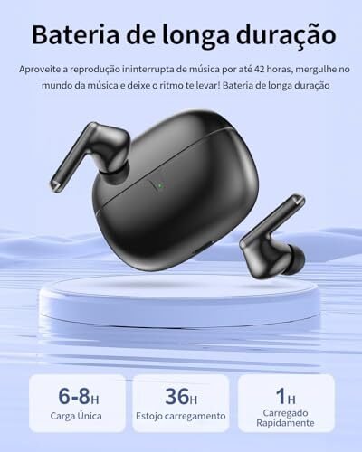 Fones de Ouvido Bluetooth 5.3 Fones de Ouvido Sem Fio 42 Horas de Reprodução Fones de Ouvido Esportivos com IPX5 à Prova d’Água Fones de Ouvido de Graves Profundos para iOS Android, Preto