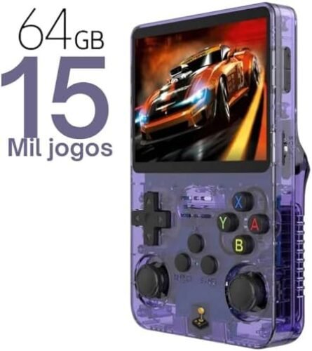 Game Portátil R36s Tela IPS 3.5 64GB 15 Mil jogos